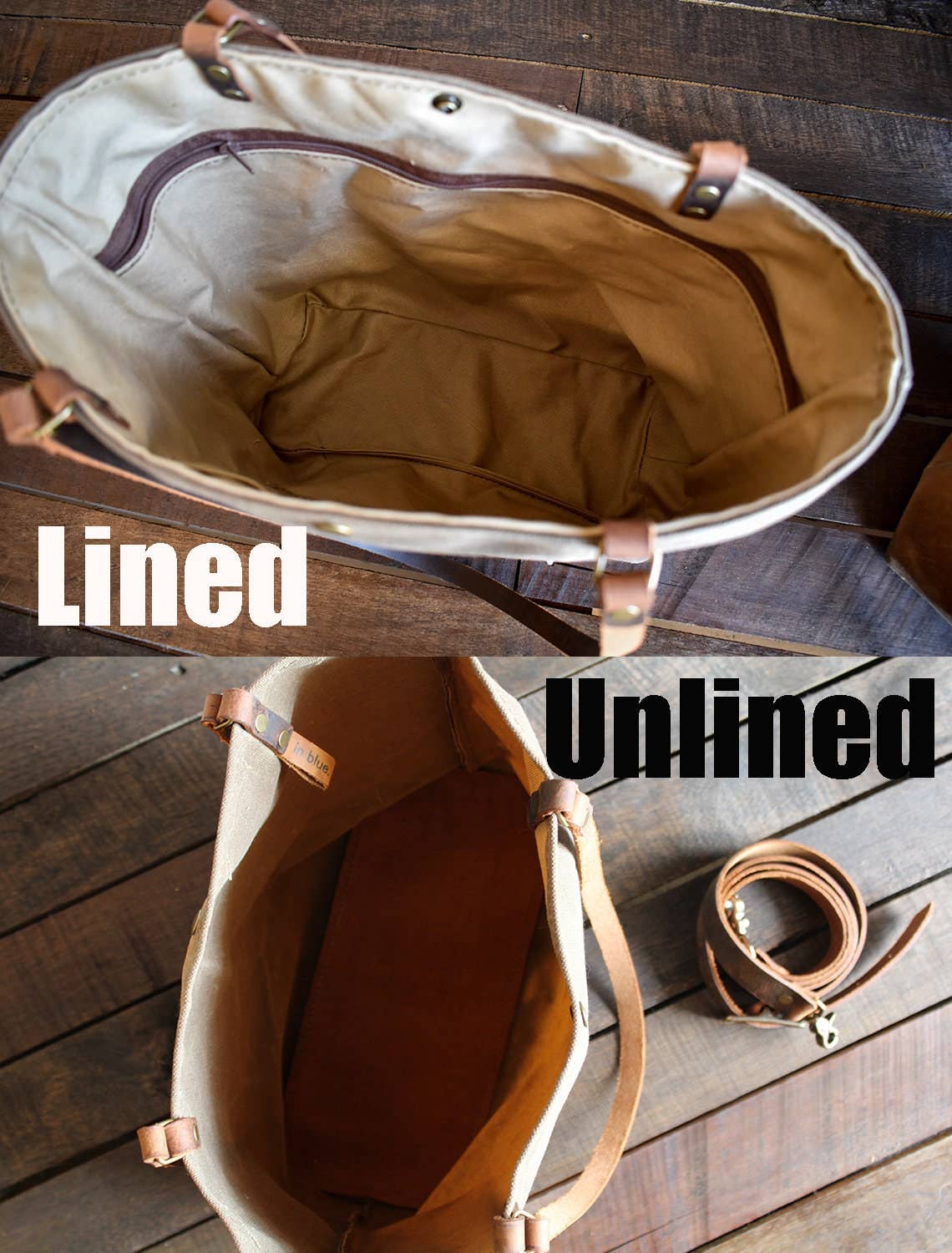 The Classic Waxed Canvas Bag | Tote Bag with ENGRAVED Leather Pocket | Small