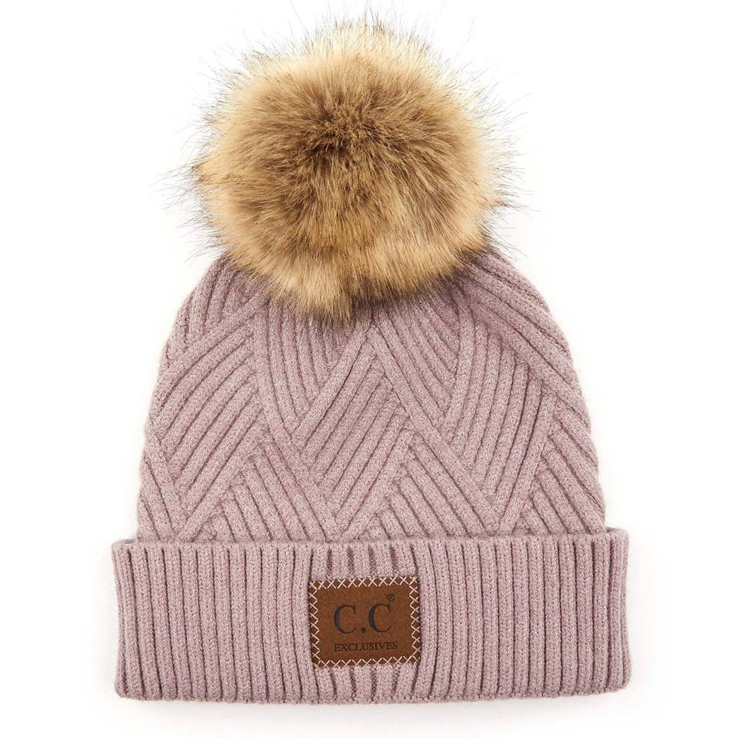 CC Criss-Cross Suede Patch Beanie