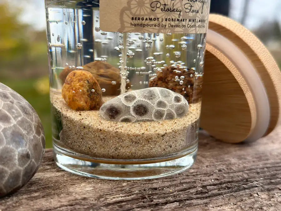 Lake Michigan Petoskey Stone Gel Candle – Medium 6oz Wax