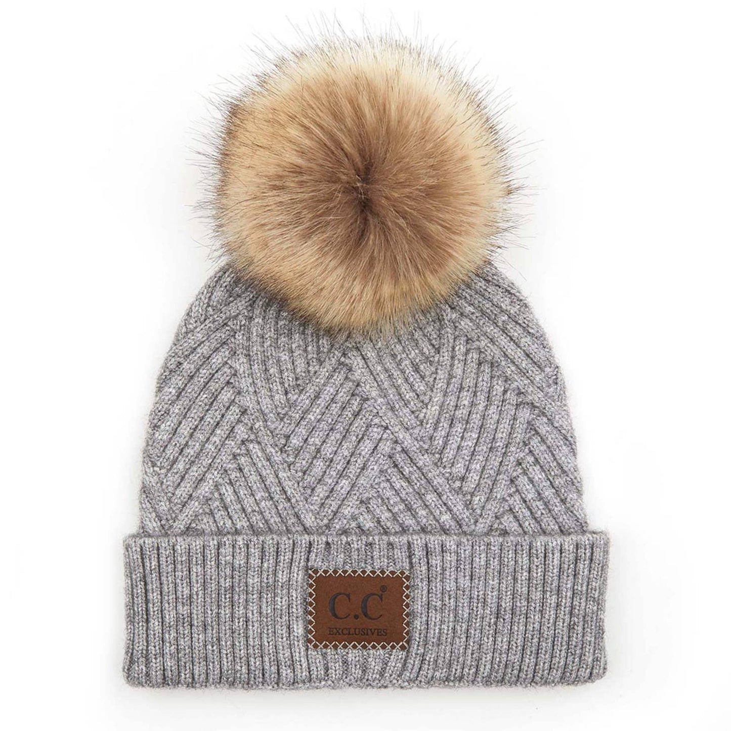 CC Criss-Cross Suede Patch Beanie