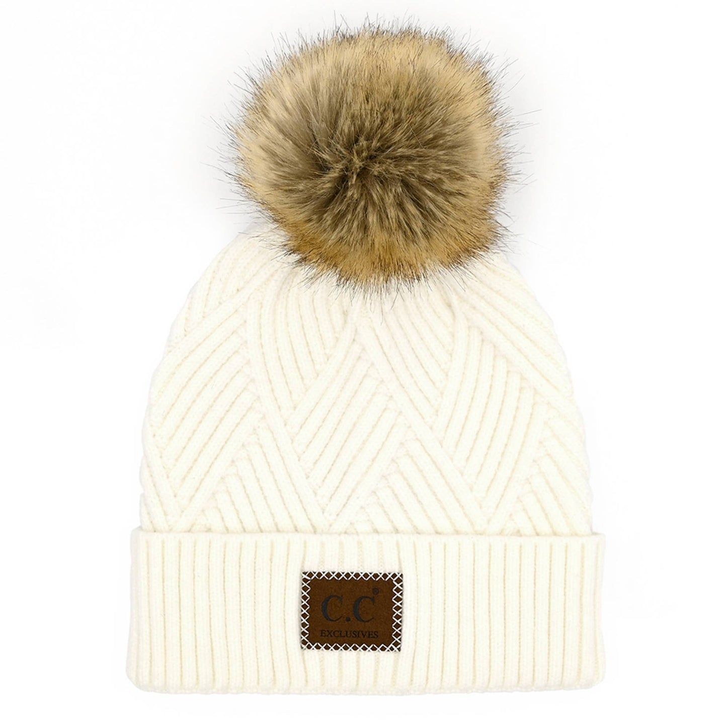CC Criss-Cross Suede Patch Beanie