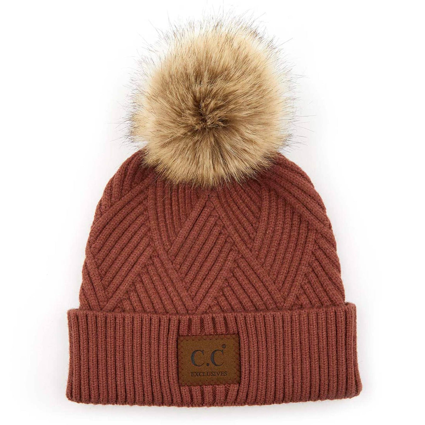 CC Criss-Cross Suede Patch Beanie
