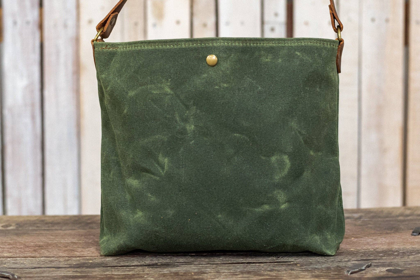 The Classic Waxed Canvas Bag | Tote Bag with ENGRAVED Leather Pocket | Small