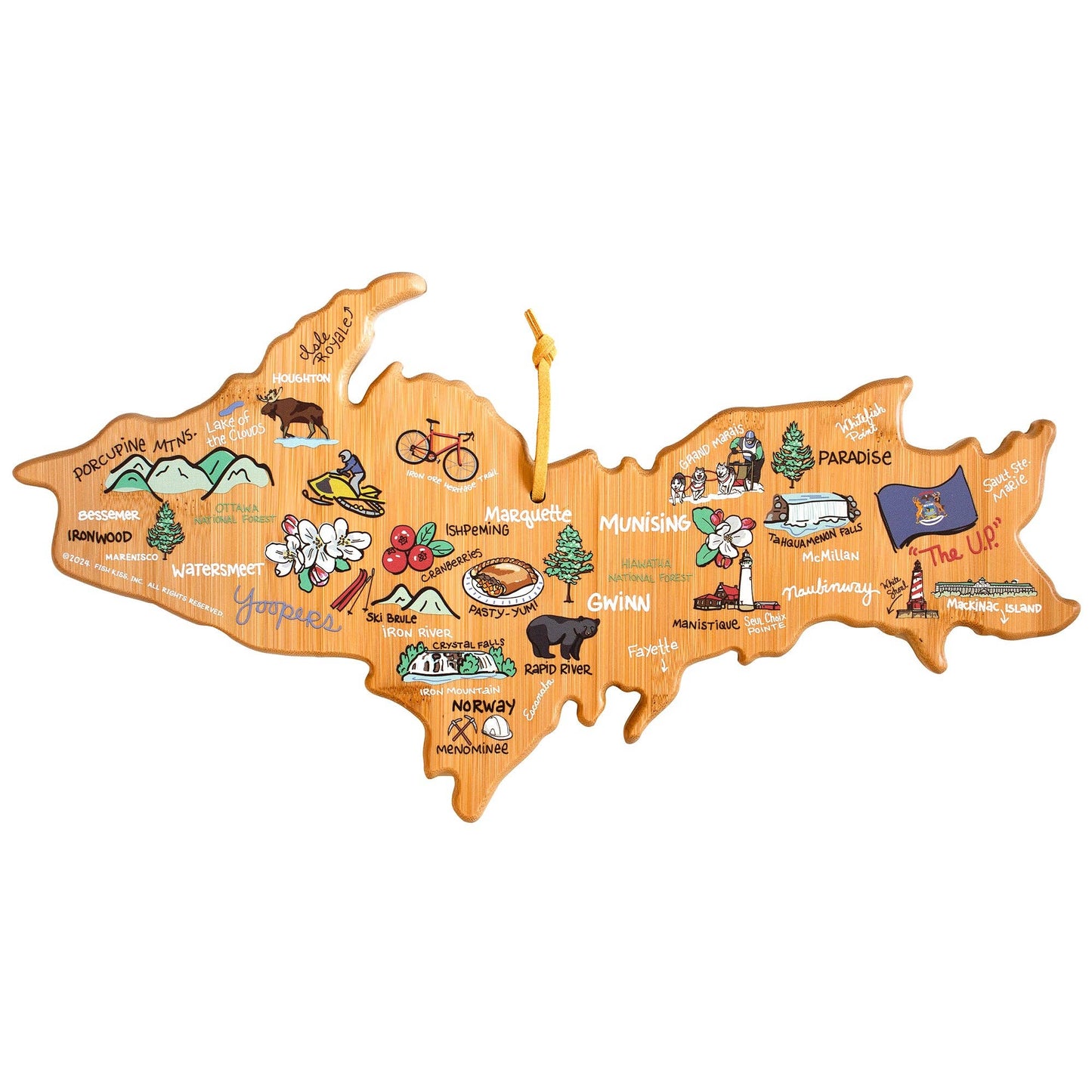 Michigan Upper Peninsula Cutting Board with Art by Fish Kiss