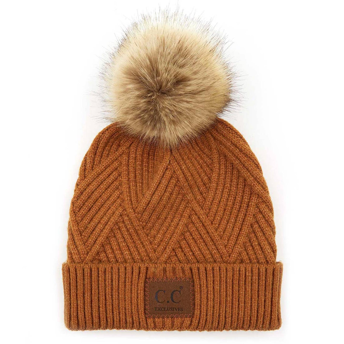 CC Criss-Cross Suede Patch Beanie