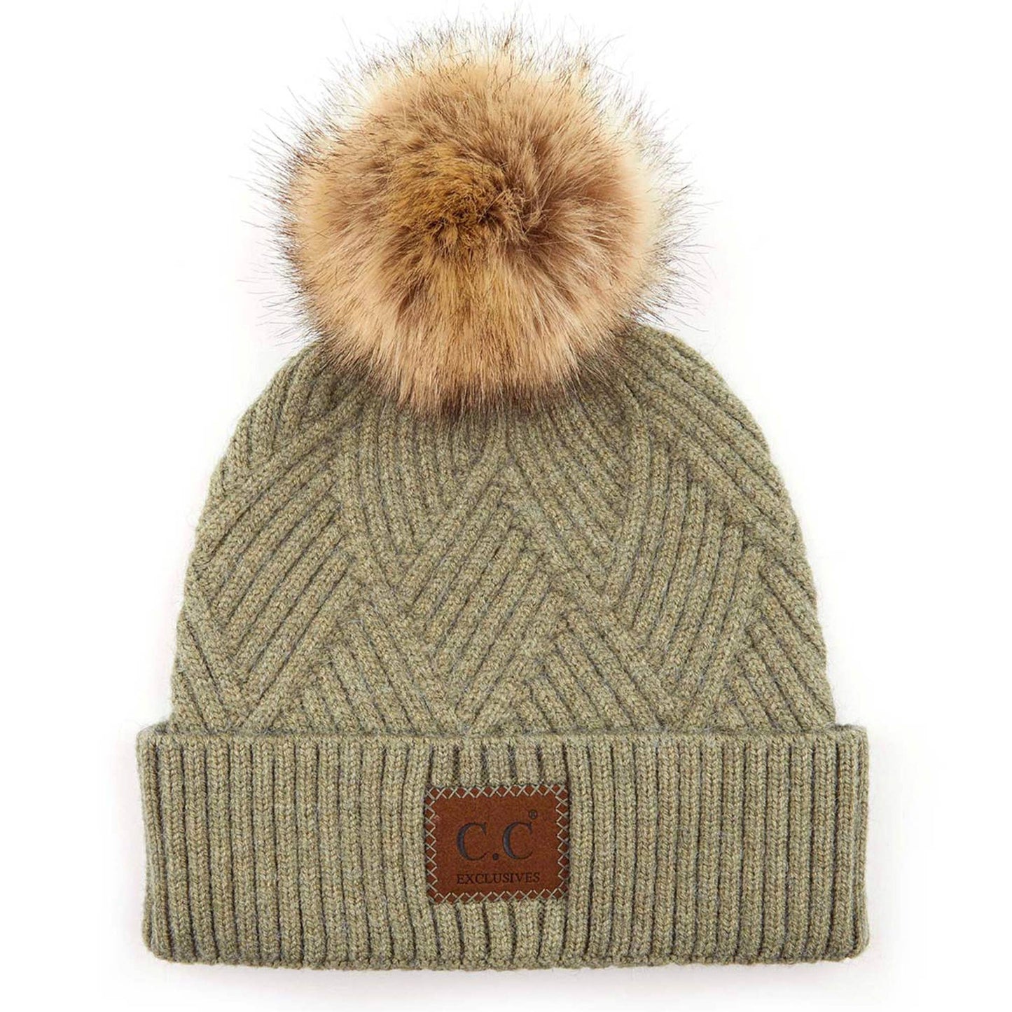 CC Criss-Cross Suede Patch Beanie