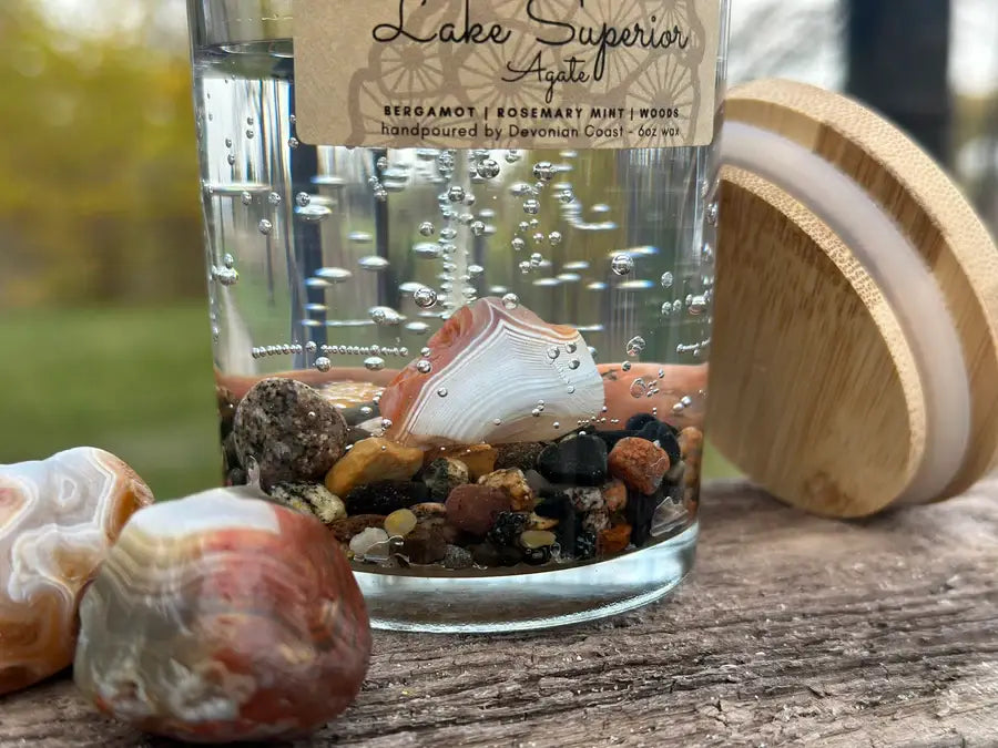 Lake Superior Agate Gel Candle – Medium 6oz Wax