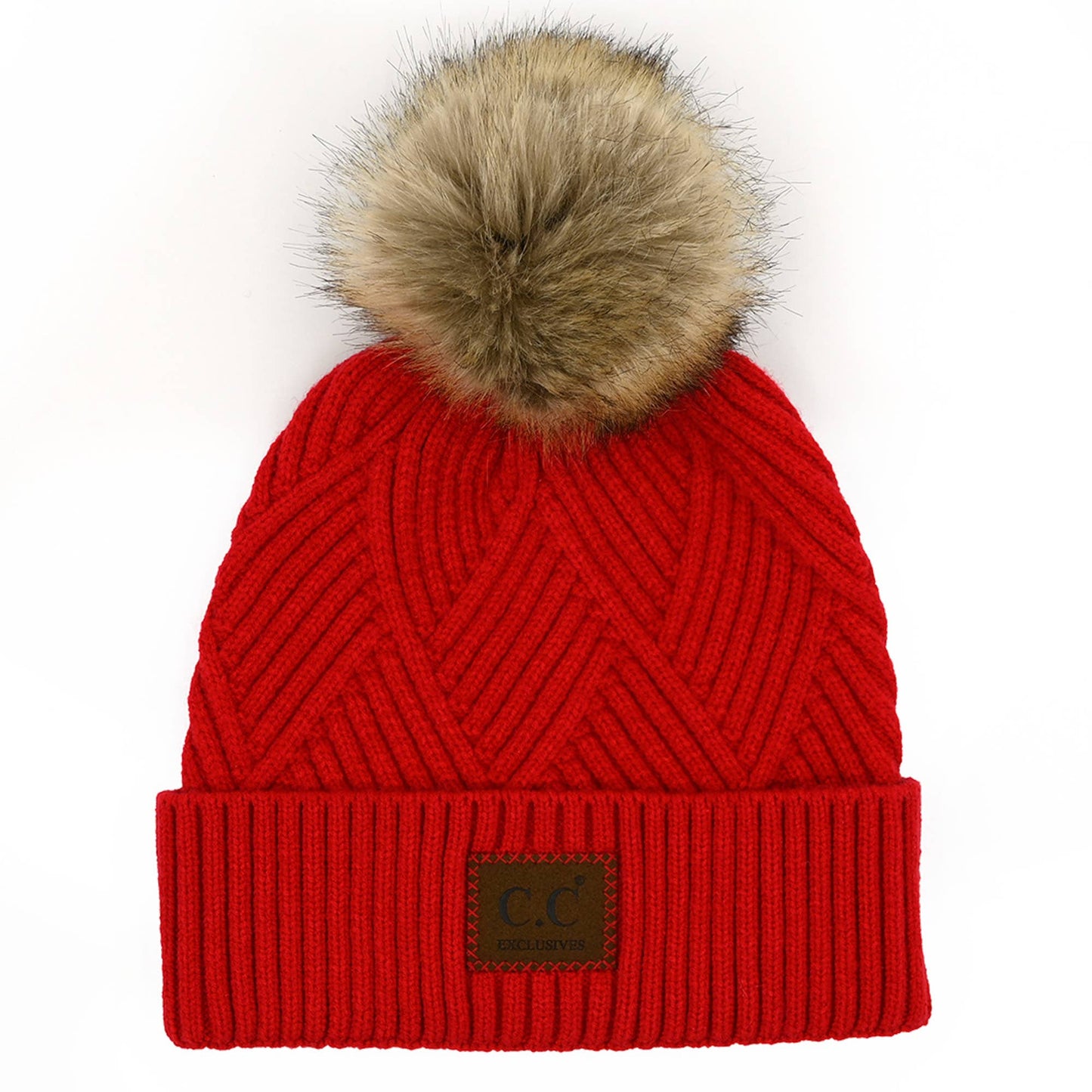 CC Criss-Cross Suede Patch Beanie