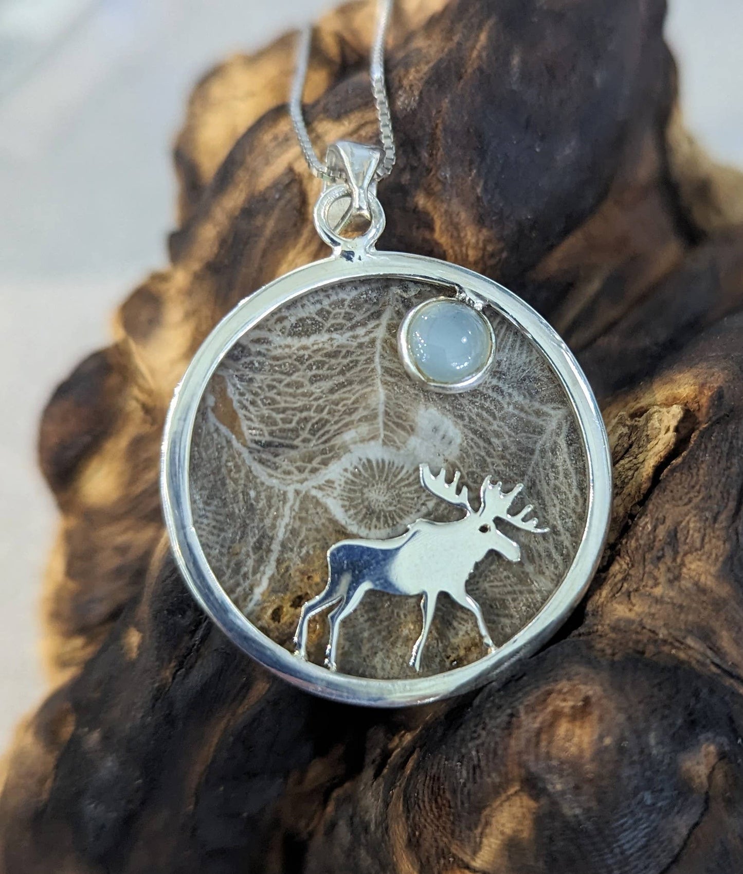 Moose Necklace, Petoskey fossil Coral