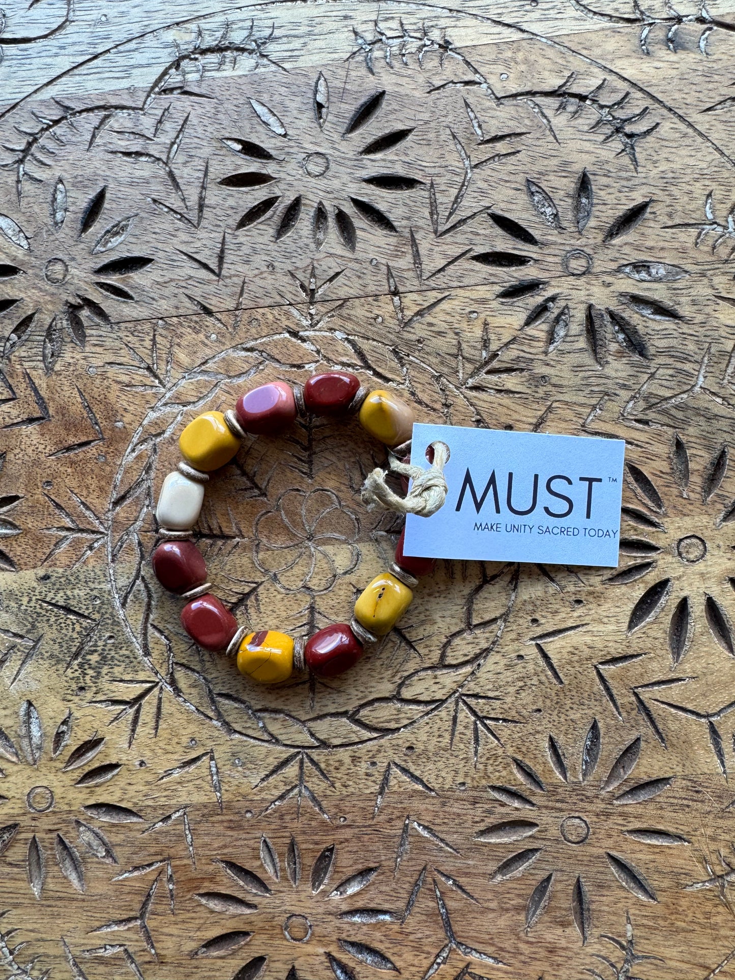 Mookite Jasper Semi Precious Stone Beaded Bracelet - by Must