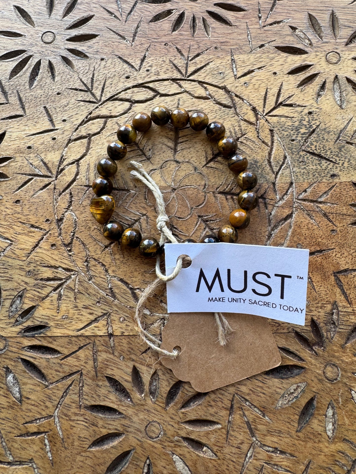 Tiger's Eye Semi Precious Stone Beaded Bracelet - by Must