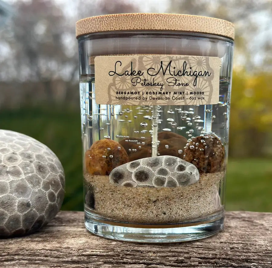 Lake Michigan Petoskey Stone Gel Candle – Medium 6oz Wax