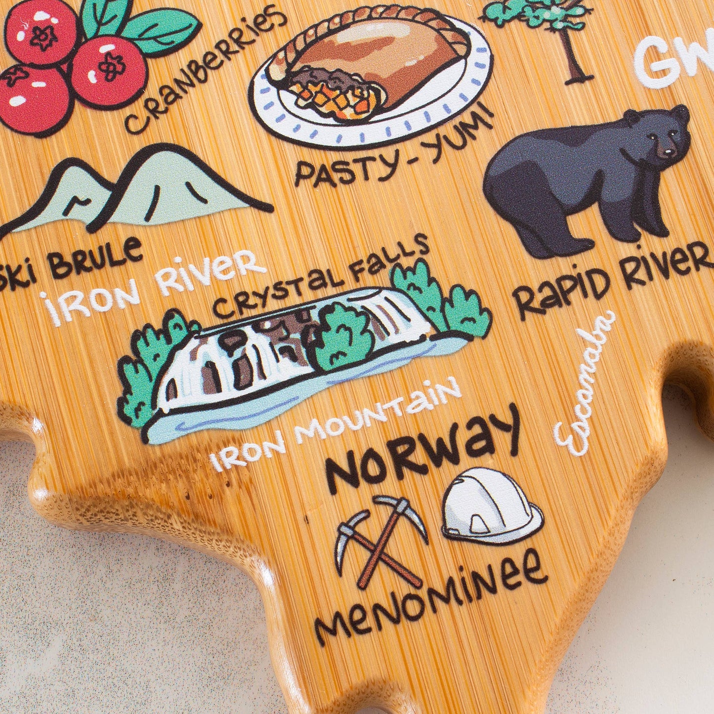 Michigan Upper Peninsula Cutting Board with Art by Fish Kiss