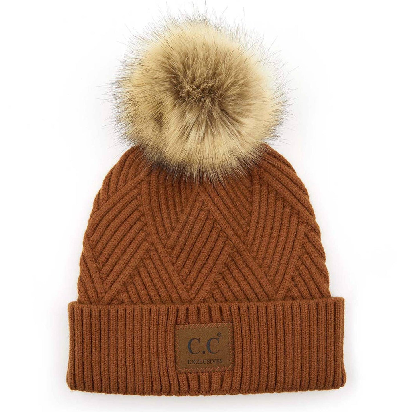 CC Criss-Cross Suede Patch Beanie