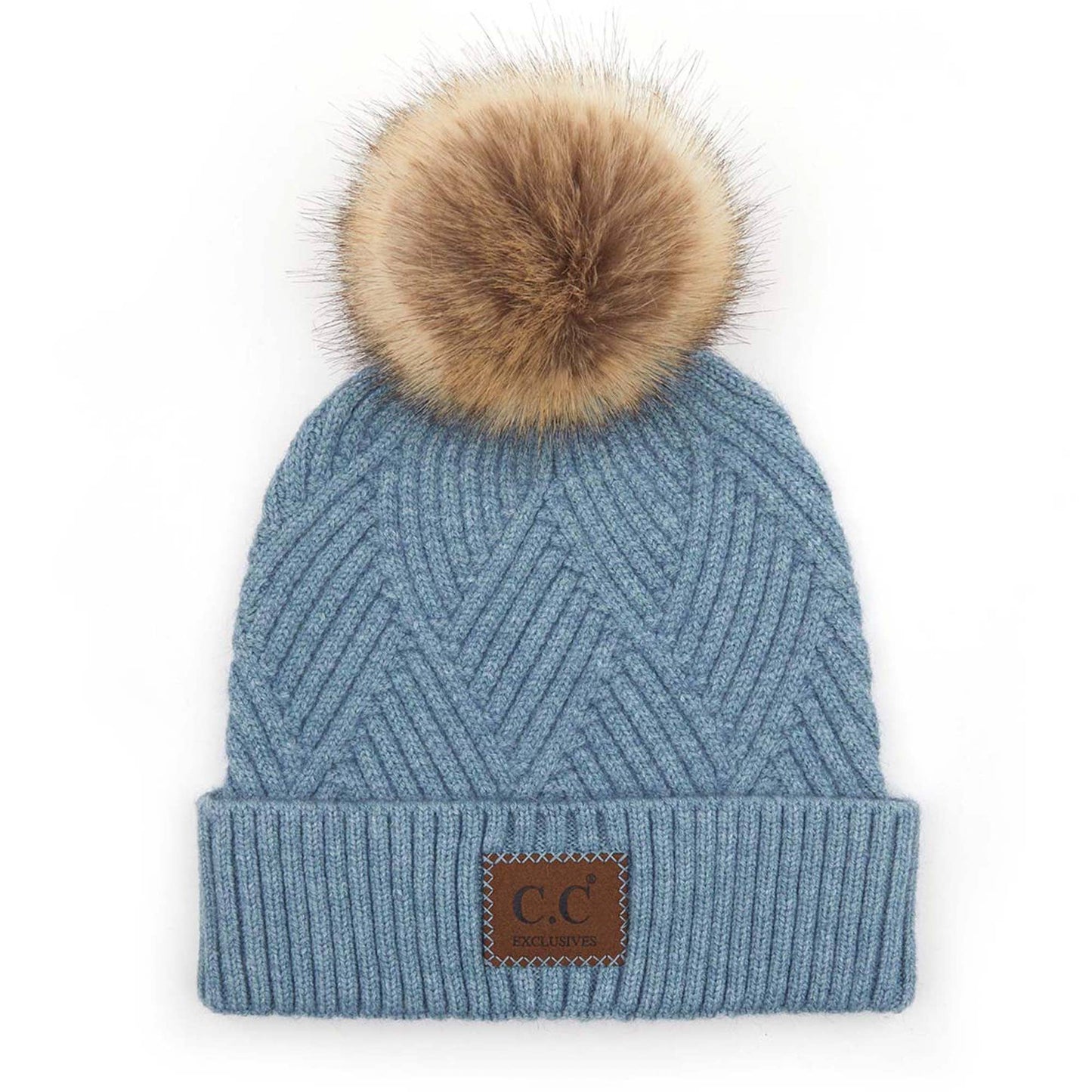 CC Criss-Cross Suede Patch Beanie
