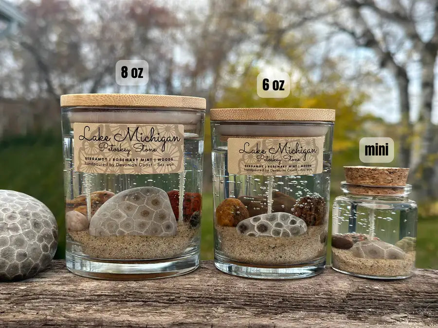 Lake Michigan Petoskey Stone Gel Candle – Medium 6oz Wax
