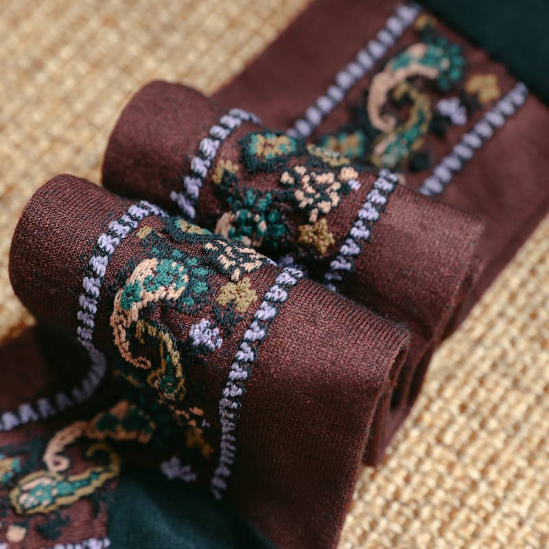 Paisley long high top socks