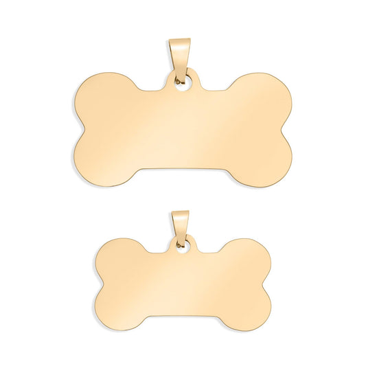 18K Gold PVD Stainless Steel Blank Dog Bone Pet Tag