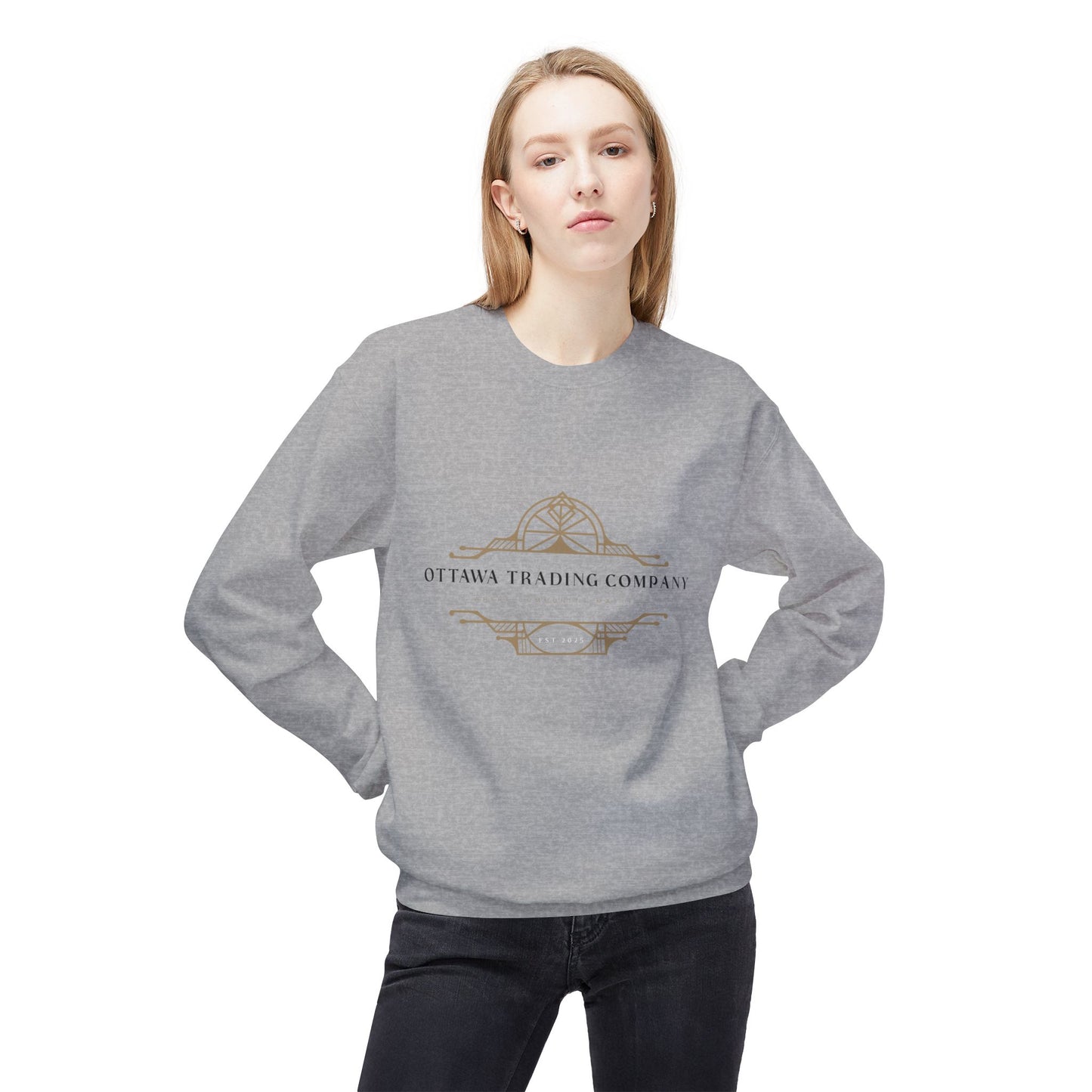 Ottawa Trading Co. Unisex Soft Fleece Crewneck Sweatshirt - Cozy Vintage Comfort