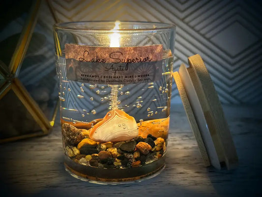 Lake Superior Agate Gel Candle – Medium 6oz Wax