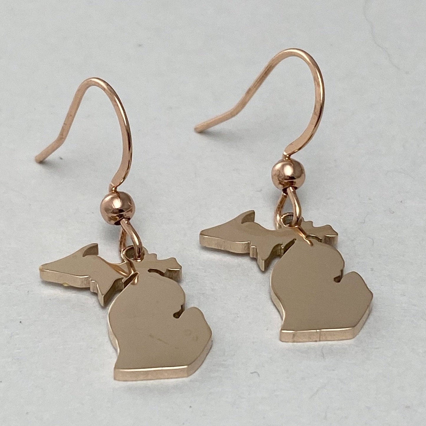 Michigan Gold or Rose Gold Outline Earrings