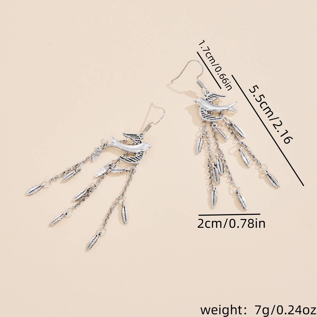 Willow Leaf Swallow Tassel Long Earrings