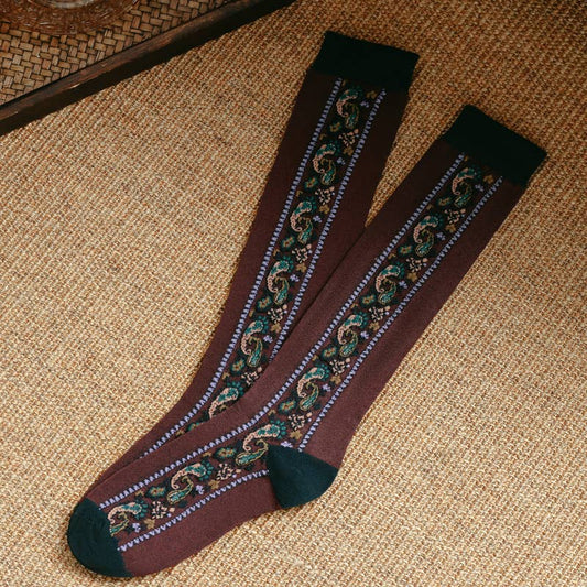 Paisley long high top socks