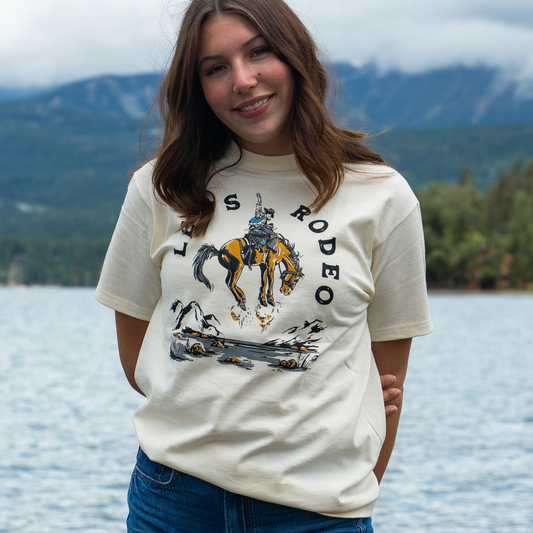 Let's Rodeo Unisex/Mens Tee - Faded Ecru