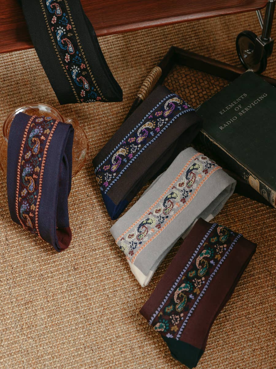 Paisley long high top socks