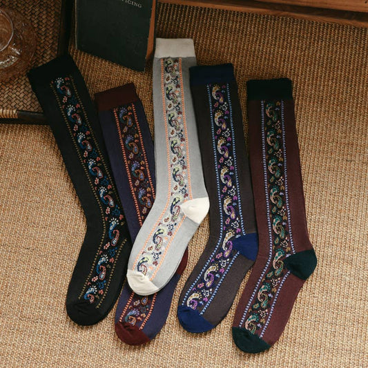 Paisley long high top socks