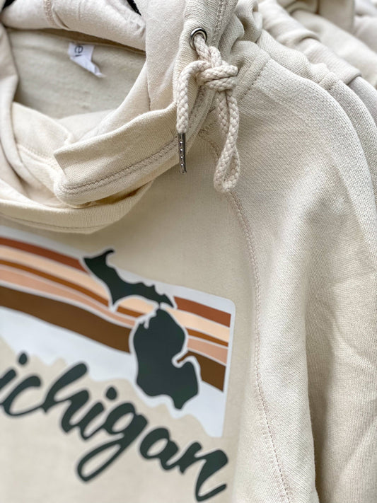 Michigan ~  Rust + Oyster Double-Neck Hoodie