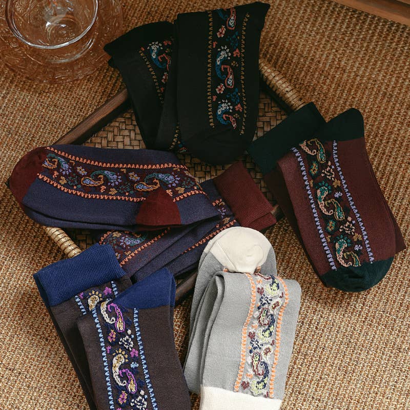 Paisley long high top socks