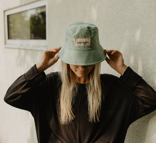 Corduroy Michigan Patch Bucket Hat – Vintage Texture Edition