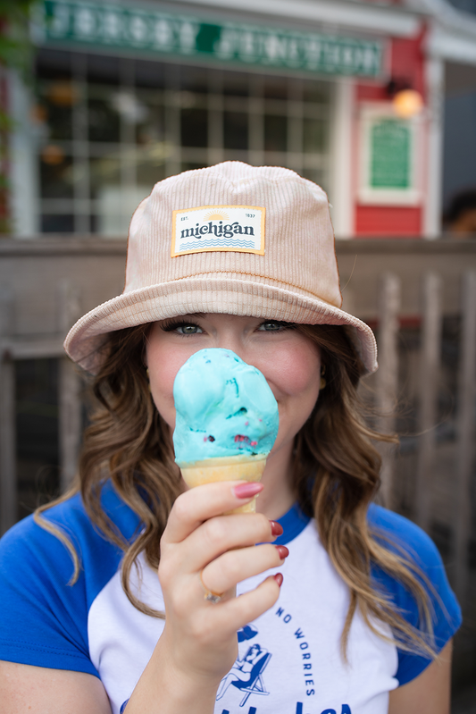 Corduroy Michigan Patch Bucket Hat – Vintage Texture Edition