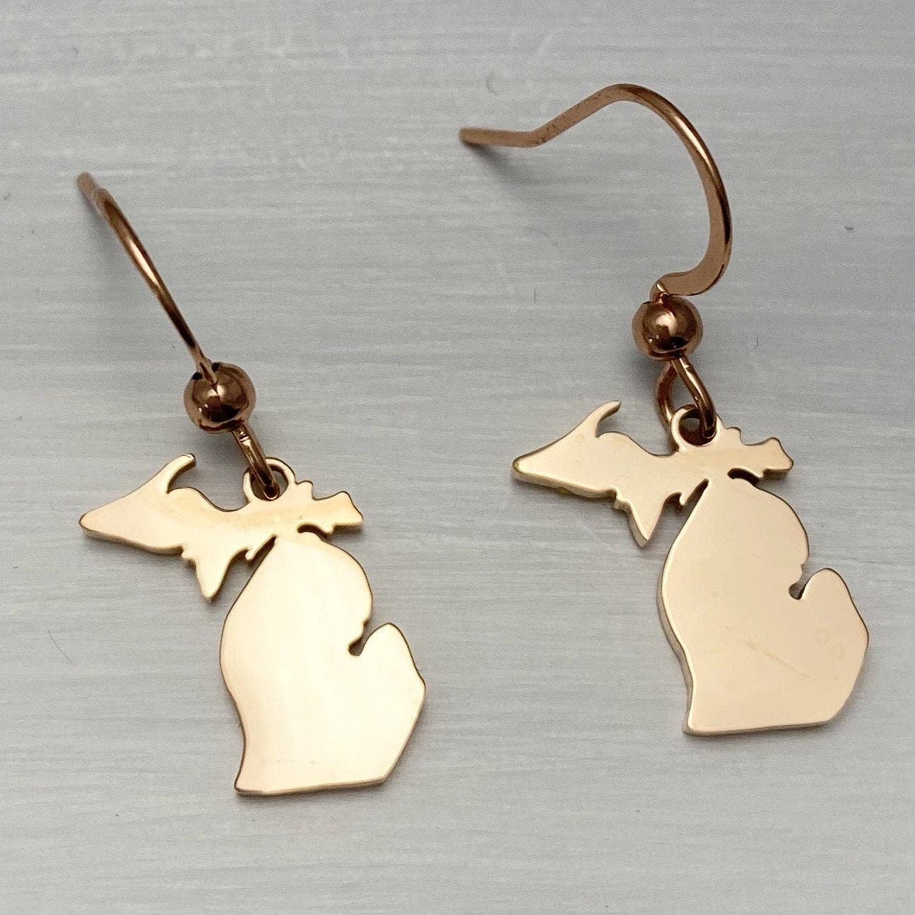 Michigan Gold or Rose Gold Outline Earrings