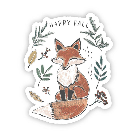 Happy Fall Sitting Fox Sticker