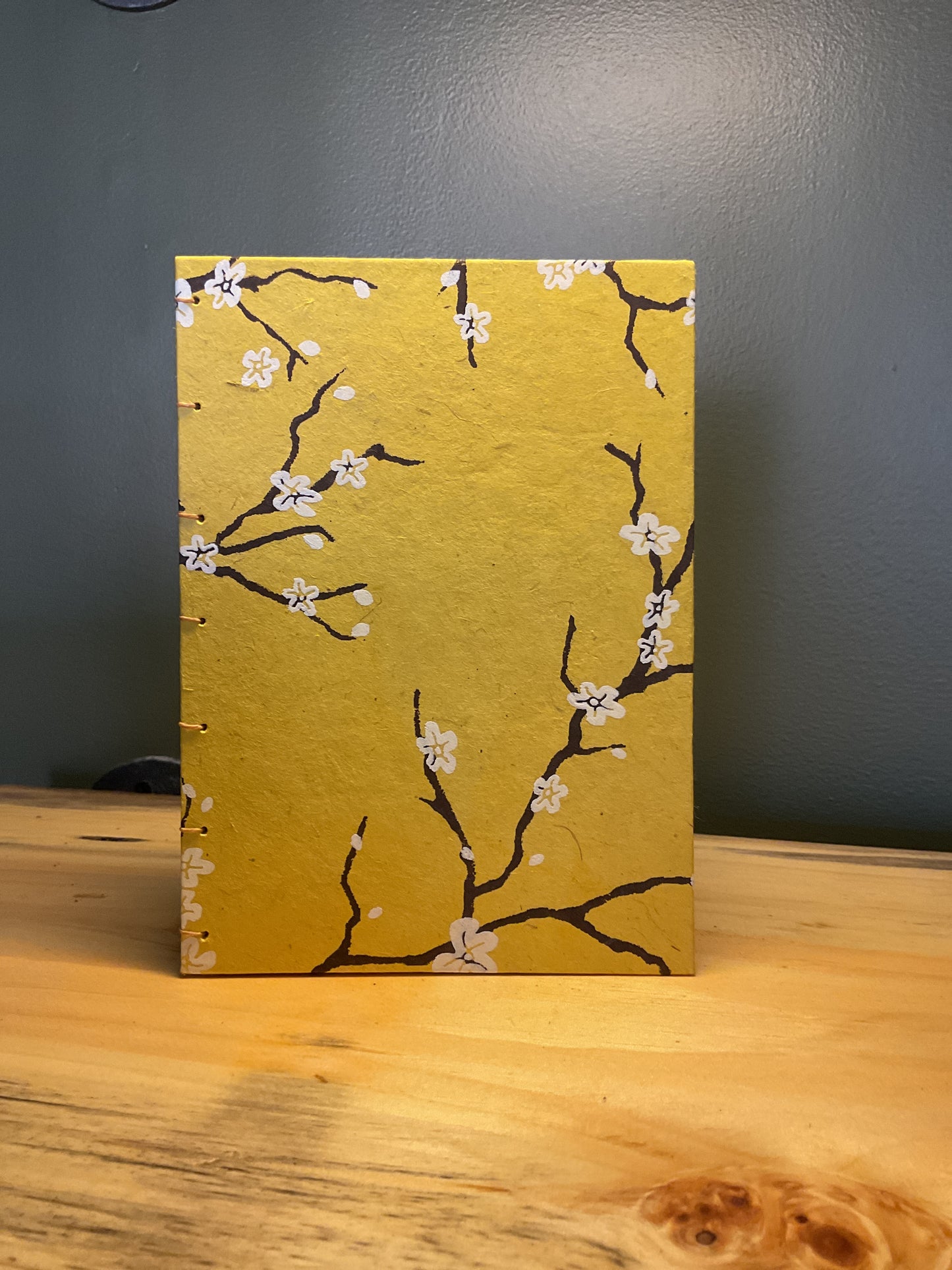 Blossoms on Yellow Hand Made Journal
